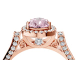 Rose gold Fancy Pink Pear  Halo Pave Split Shank Prong Setting Ring_91