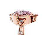 Rose gold Fancy Pink Pear  Halo Round Diamond Milgrain Pave Engagement Ring_8