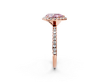 Rose gold Fancy Pink Pear  Halo Round Diamond Pavé Band Four-Prong Ring_5