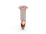 Rose gold Fancy Pink Pear  Halo Round Diamond Pave Band with Prong Setting 3