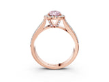 Rose gold Fancy Pink Pear  Halo Round Diamond Pave Band with Prong Setting 4