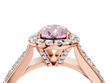 Rose gold Fancy Pink Pear  Halo Round Diamond Pave Band with Prong Setting 5