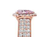 Rose gold Fancy Pink Pear  Halo Round Diamond Pave Band with Prong Setting