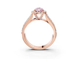 Rose gold Fancy Pink Pear  Halo Round Diamond Pave Band with Prong Setting_15