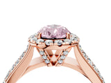 Rose gold Fancy Pink Pear  Halo Round Diamond Pave Band with Prong Setting_16