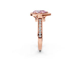 Rose gold Fancy Pink Pear  Halo Solitaire Diamond Ring with Pave Band and Bezel Setting_51