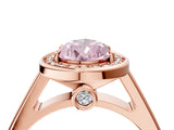 Rose gold Fancy Pink Pear  Halo Solitaire Diamond Ring with Pave Band and Bezel Setting_53