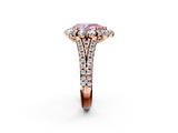 Rose gold Fancy Pink Pear  Halo Split Shank Diamond Engagement Ring with Pave Band and Four-Prong Setting_56