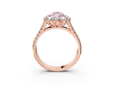 Rose gold Fancy Pink Pear  Halo Split Shank Diamond Engagement Ring with Pave Band and Four-Prong Setting_57