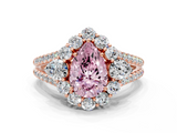 Rose gold Fancy Pink Pear  Halo Split Shank Diamond Engagement Ring with Prong Setting_20