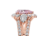 Rose gold Fancy Pink Pear  Halo Split Shank Diamond Engagement Ring with Prong Setting_25