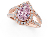 Rose gold Fancy Pink Pear  Halo Split Shank Diamond Ring with Four-Prong Setting_33