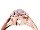 Rose gold Fancy Pink Pear  Halo Split Shank Diamond Ring with Four-Prong Setting_36
