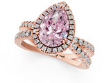 Rose gold Fancy Pink Pear  Halo Split Shank Diamond Ring with Pavé Setting 1