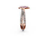 Rose gold Fancy Pink Pear  Halo Split Shank Diamond Ring with Pavé Setting 2