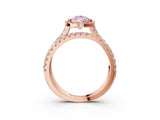 Rose gold Fancy Pink Pear  Halo Split Shank Diamond Ring with Pavé Setting 3