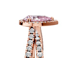Rose gold Fancy Pink Pear  Halo Split Shank Diamond Ring with Pavé Setting 5