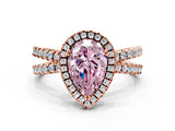 Rose gold Fancy Pink Pear  Halo Split Shank Diamond Ring with Pavé Setting