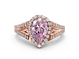 Rose gold Fancy Pink Pear  Halo Split Shank Diamond Ring with Prong Setting_20