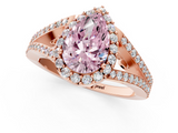 Rose gold Fancy Pink Pear  Halo Split Shank Diamond Ring with Prong Setting_21