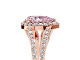 Rose gold Fancy Pink Pear  Halo Split Shank Diamond Ring with Prong Setting_25