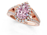 Rose gold Fancy Pink Pear  Halo Split Shank Pave Diamond Ring with Four-Prong Setting_49