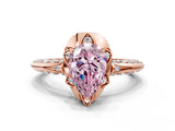 Rose gold Fancy Pink Pear  Halo Split Shank Pave Diamond Ring with Petal Prong Setting_19
