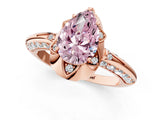 Rose gold Fancy Pink Pear  Halo Split Shank Pave Diamond Ring with Petal Prong Setting_20