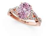 Rose gold Fancy Pink Pear  Halo Twist Band Solitaire Prong Setting Ring_63