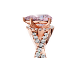 Rose gold Fancy Pink Pear  Halo Twist Band Solitaire Prong Setting Ring_67