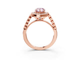 Rose gold Fancy Pink Pear  Halo Twist Band Solitaire Ring with Six-Prong Setting_32