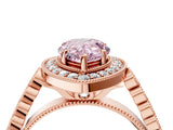 Rose gold Fancy Pink Pear  Halo Twist Band Solitaire Ring with Six-Prong Setting_33