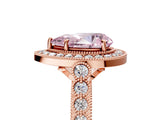 Rose gold Fancy Pink Pear  Halo Twist Band Solitaire Ring with Six-Prong Setting_34