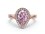 Rose gold Fancy Pink Pear  Halo Twist Band Solitaire Ring_19