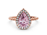 Rose gold Fancy Pink Pear  Halo Twisted Band Four-Prong Diamond Ring_20