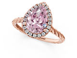 Rose gold Fancy Pink Pear  Halo Twisted Band Four-Prong Diamond Ring_21