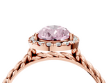 Rose gold Fancy Pink Pear  Halo Twisted Band Four-Prong Diamond Ring_24