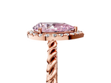 Rose gold Fancy Pink Pear  Halo Twisted Band Four-Prong Diamond Ring_25