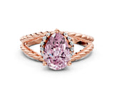Rose gold Fancy Pink Pear  Halo Twisted Band Four-Prong Ring_31