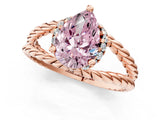 Rose gold Fancy Pink Pear  Halo Twisted Band Four-Prong Ring_32
