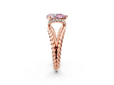 Rose gold Fancy Pink Pear  Halo Twisted Band Four-Prong Ring_33