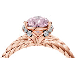 Rose gold Fancy Pink Pear  Halo Twisted Band Four-Prong Ring_35