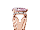 Rose gold Fancy Pink Pear  Halo Twisted Band Four-Prong Ring_36