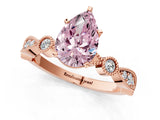 Rose gold Fancy Pink Pear  Milgrain Bezel Diamond Engagement Ring with Solitaire Prong Setting_159