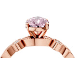 Rose gold Fancy Pink Pear  Milgrain Bezel Diamond Engagement Ring with Solitaire Prong Setting_162
