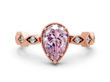 Rose gold Fancy Pink Pear  Milgrain Marquise Diamond Twist Band Ring_61