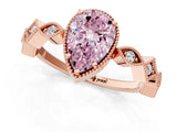 Rose gold Fancy Pink Pear  Milgrain Marquise Diamond Twist Band Ring_62