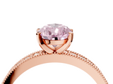 Rose gold Fancy Pink Pear  Milgrain Pave Diamond Engagement Ring with Four-Prong Setting_162