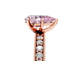 Rose gold Fancy Pink Pear  Milgrain Pave Diamond Engagement Ring with Four-Prong Setting_163