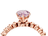 Rose gold Fancy Pink Pear  Solitaire Beaded Band Prong Setting Ring 4